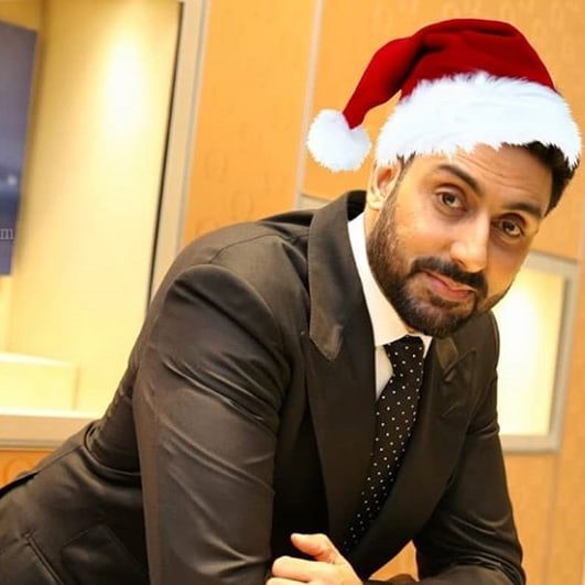 abhishek bachchan bollywood actor with santa claus cap biography age wiki height